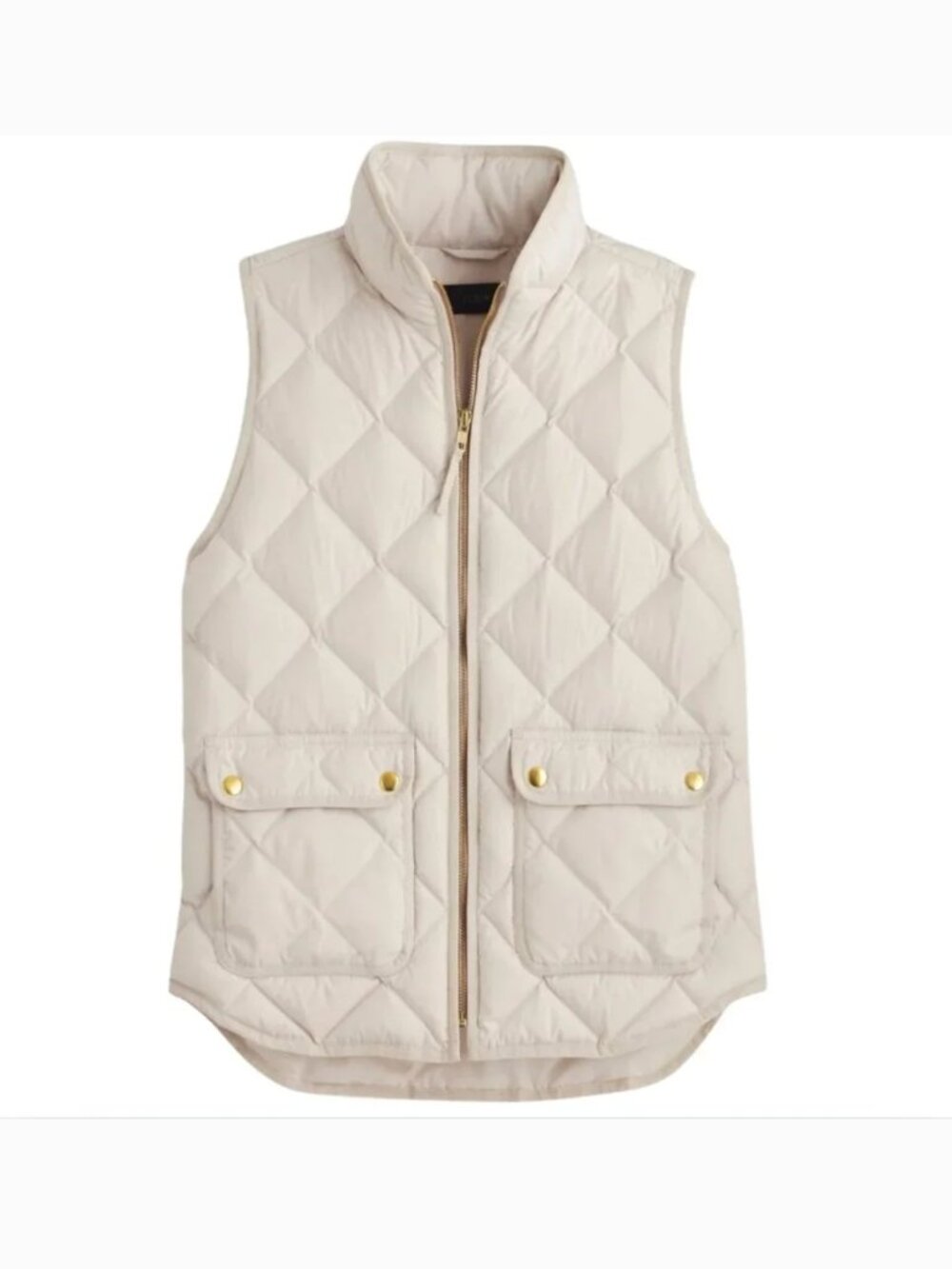 J Crew Vest Women’s Excursion Quilted Ivory Down Puffer Full Gold Zip S